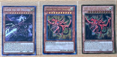 1996 Yugioh 1st/Limited Edition Foil Slifer The Sky Dragon 3 Card Lot-image