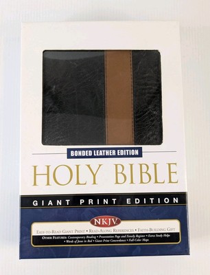 NKJV Holy Bible Giant Print W/Read Along References & Indexed: Leather 2006, VG-image