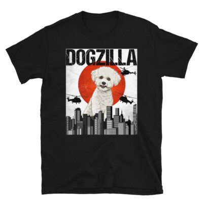 Funny Bichons Frise Dogzilla, Vintage Japanese Dog Godzilla Gift, Gildan Soft...-image