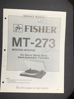 Fisher MT-273 Service Manual Direct Drive Semi Automatic Turntable Original-image