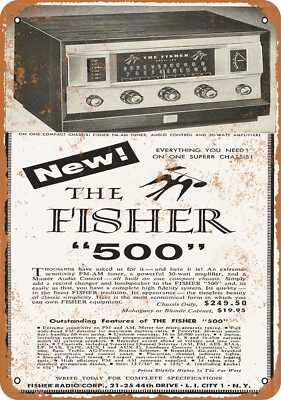 METAL SIGN - 1957 Fisher 500 Receiver - Vintage Look Reproduction-image