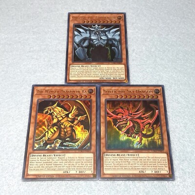 Yugioh Egyptian God Cards Winged Dragon of Ra Slifer Obelisk Tournament Legal-image