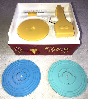 Fisher Price Music Box Record Player Retro Mattel With 2 Records (4 Songs) 2010-image