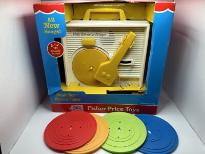 Mattel Fisher Price Music Box Record Player 4 Records 2014 Version Tested Works-image