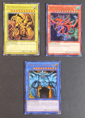 Yugioh TCG - LC01 Card Lot - EN001, EN002, EN003 - NM - Slifer Obelisk & Ra 2010-image