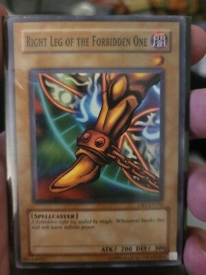 YUGIOH RIGHT LEG OF THE FORBIDDEN ONE DB1-EN135 1996 EXODIA CARD NEAR MINT-image