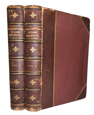 1877, THE LIFE & LETTERS OF LORD MACAULAY, by G. OTTO TREVELYAN, LEATHER BOUND-image