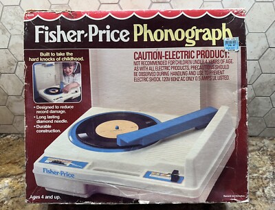 Fisher Price Phonograph 1984 Record Player Vintage with Box 0825-image