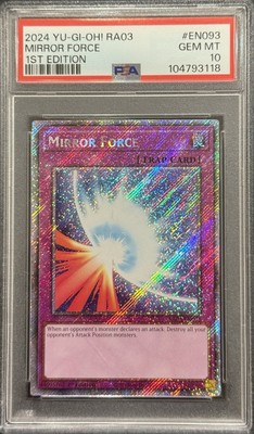 2024 PSA 10 YUGIOH RA03 BONANZA PLATINUM SECRET RARE MIRROR FORCE 💫-image