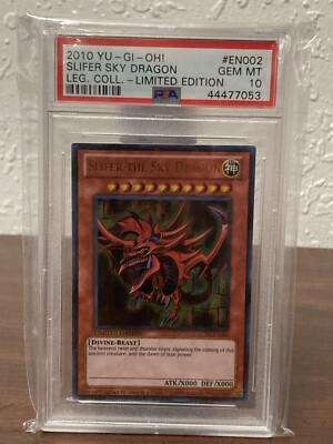 2010 Yugioh PSA 10 GEM MINT Slifer The Sky Dragon LC01-EN002 Ultra Rare OG Card-image