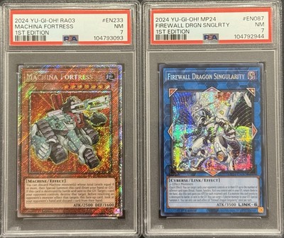 2024 PSA 7 YUGIOH PLATINUM & SECRET RARE MACHINA FORTRESS & FIREWALL DRAGON SET-image