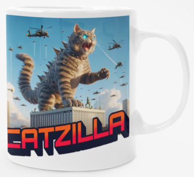 Catzilla Double-Sided Ceramic Coffee Mug-image