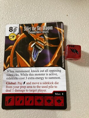 DICE MASTERS YU-GI-OH CARD WITH DICE #105 Slifer The Sky Dragon Thunderforce -image