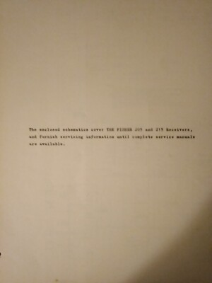 Fisher 205 215 Service Manual Receiver Preliminary Schematic Original-image