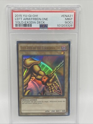 PSA 9 Mint 2015 LEFT Arm FORBIDDEN ONE YUGIOH YGLD EXODIA DECK #ENA21-image