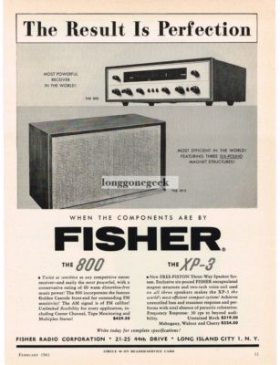 1960 Fisher 800 Stereo Receiver XP-3 Loudspeakers Hi-Fi Vintage Print Ad-image