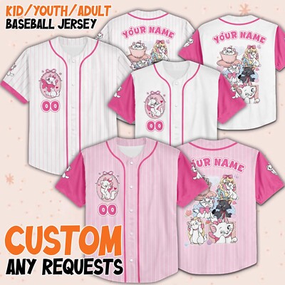 Custom Marie Cat Aristocats Disney Baseball Jersey Kid Men Women Gift NEW-image