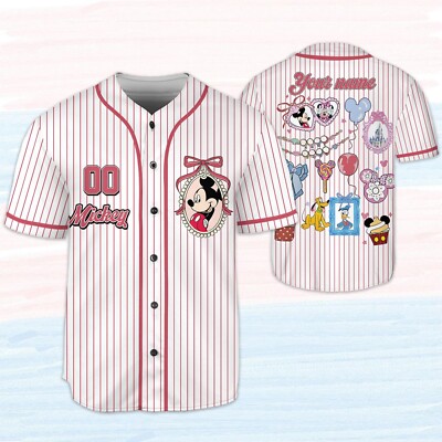 Personalized Coquette Mickey Disney Baseball Jersey Kid Men Women Gift NEW-image
