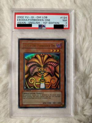 PSA 7 YuGiOh Exodia The Forbidden One LOB-124 1st Edition Ultra Rare KONAMI-image