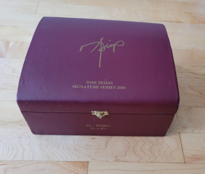 Jose Seijas Signature Series 2000 Vintage Maroon Leather Bound Cigar Box-image
