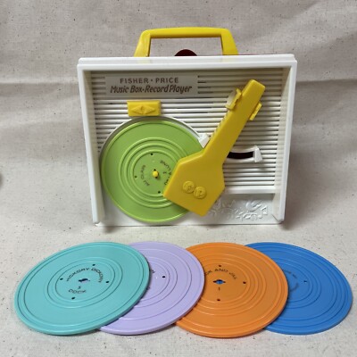 Fisher Price Record Player Retro 2010 With 5 Records - Music Box Tested & Works-image