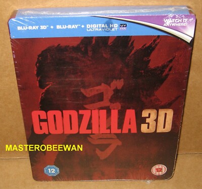 Godzilla 3D HMV Exclusive Steelbook (3D BD + Blu-Ray) New Sealed UK Region Free-image