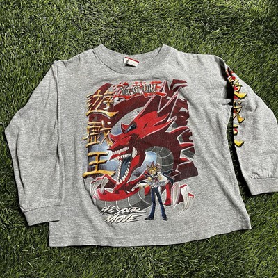 Vintage 90s Yu-Gi-Oh!  Slifer the Sky Dragon Tee Shirt gray Youth XS-image