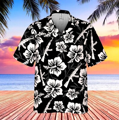 Ak-47 Hawaiian Shirt, Ak47 Shirt Button Down Gift For Gun Lover Gun Shirt 3D-image