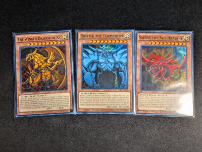 Yugioh - Egyptian God Cards Set Slifer, Obelisk & Ra LDK2 Limited Ultra Rare NM-image