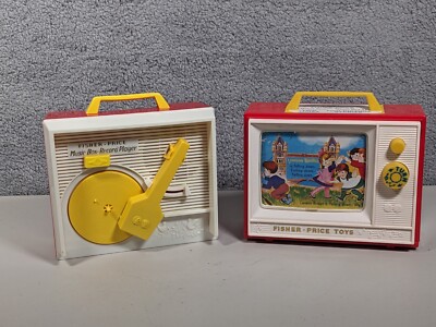 Lot of 2 Fisher Price Vintage Screen Music Box - Record Player-image