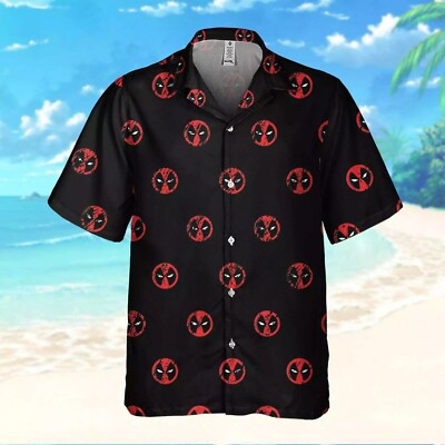 Deadpool Symbol Superhero Fans Gift Deadpool Summer Trip Hawaiian Shirt -image