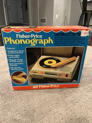 Fisher Price Phonograph  1978 #825 w/ Original Box and Owner's manual Powers On!-image