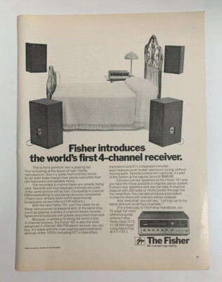 1970 Fisher 701 4 Channel Stereo Receiver Print Ad Original Invented Hi Fideity-image