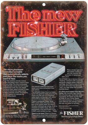 Fisher Micro Processor Turntable Ad Vintage Reproduction  Metal Sign D117-image