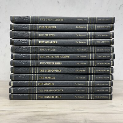 Lot Of 12 Time-Life Books, The Seafarers Book, Series 1980, Leather Bound.-image