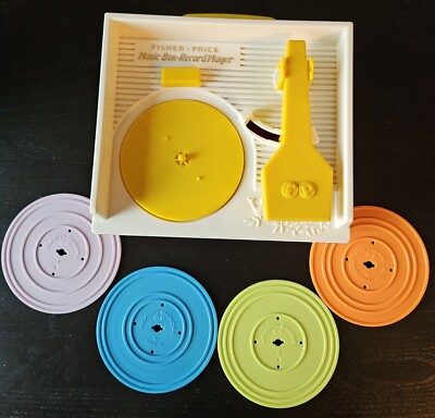 Fisher Price Music Box Kids Record Player 2014 #1697 Tested - Four Records-image