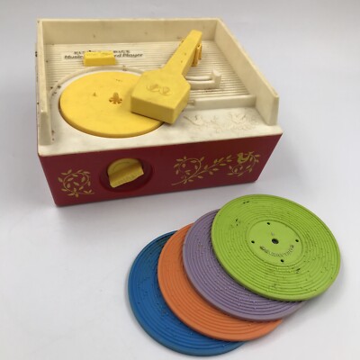 VTG 1971 Fisher Price Music Box Record Player 995 w/ 5 Records Tested Working-image