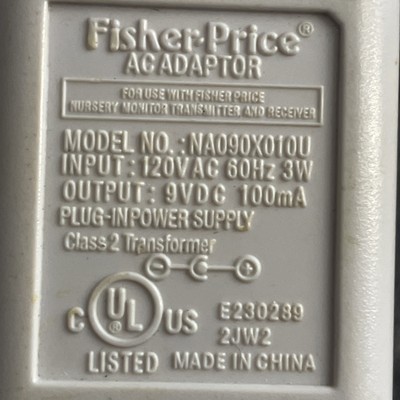 Fisher Price NA090X010U Power Supply for Nursery Monitor/Transmitter/Receiver-image