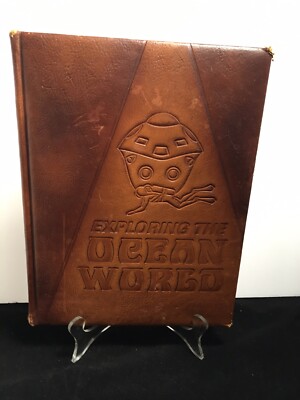 VTG 1969 “EXPLORING THE OCEAN WORLD” MISSION LEATHER BOUND BOOK Lqrge-image