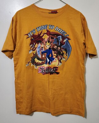 VTG Y2K 1996 Yu-gi-oh! Yugi Muto Its Time To Duel Anime T-Shirt Yellow M 20x28