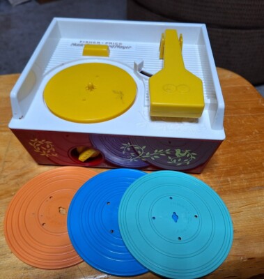 Fisher Price Music Box Record Player 3 Records 2014 Tested Works PreOwned-image