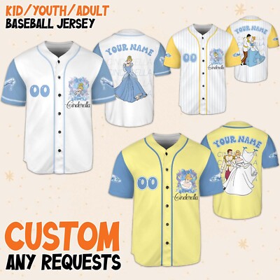 Custom Cinderella Disney Princess Baseball Jersey Kid Men Women Gift NEW-image