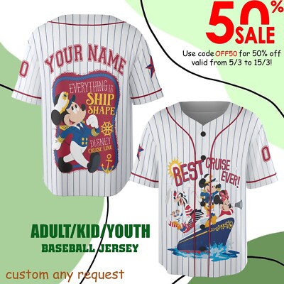 Custom Mickey Best Cruise Disney Baseball Jersey Kid Men Women Gift NEW-image