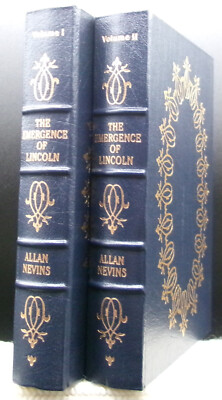 Allan Nevins EMERGENCE OF LINCOLN 2 Volume Set 1857-1861 Easton Press Leather-image