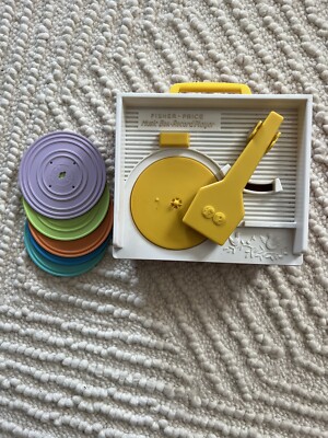 VTG Original 1971 Fisher Price Music Record Player 5 Records Works good sound-image