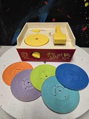 1971 FISHER PRICE MUSIC BOX RECORD PLAYER 995 W/ALL 5 RECORDS WORKS !!-image