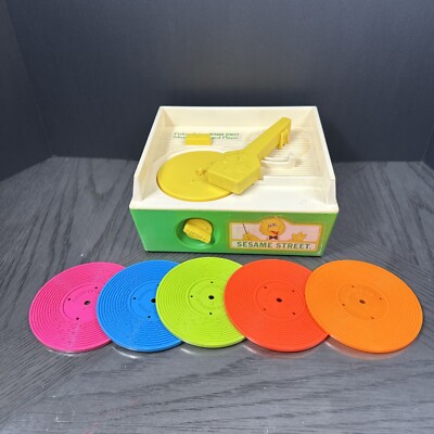 Fisher Price Sesame Street Music Box Record Player Vintage 1984 Musical 80s Toy-image