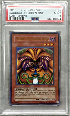 Yugioh Card Exodia The Forbidden One Ultra Rare PSA 9 Mint, LOB-124 Reprint 2010-image
