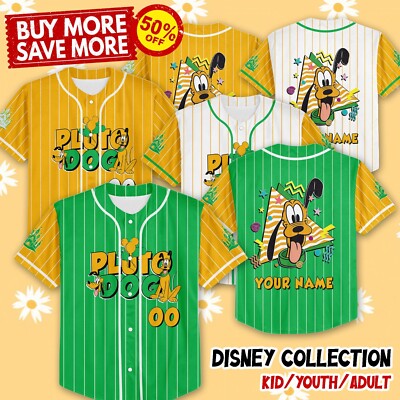Custom Pluto Disney Baseball Jersey Disneyland Kid Men Women Gift NEW-image