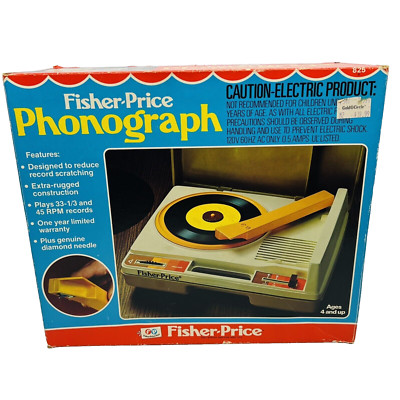 Vtg Fisher-Price Phonograph Record Player 825 w Original Box -  Tested Working-image